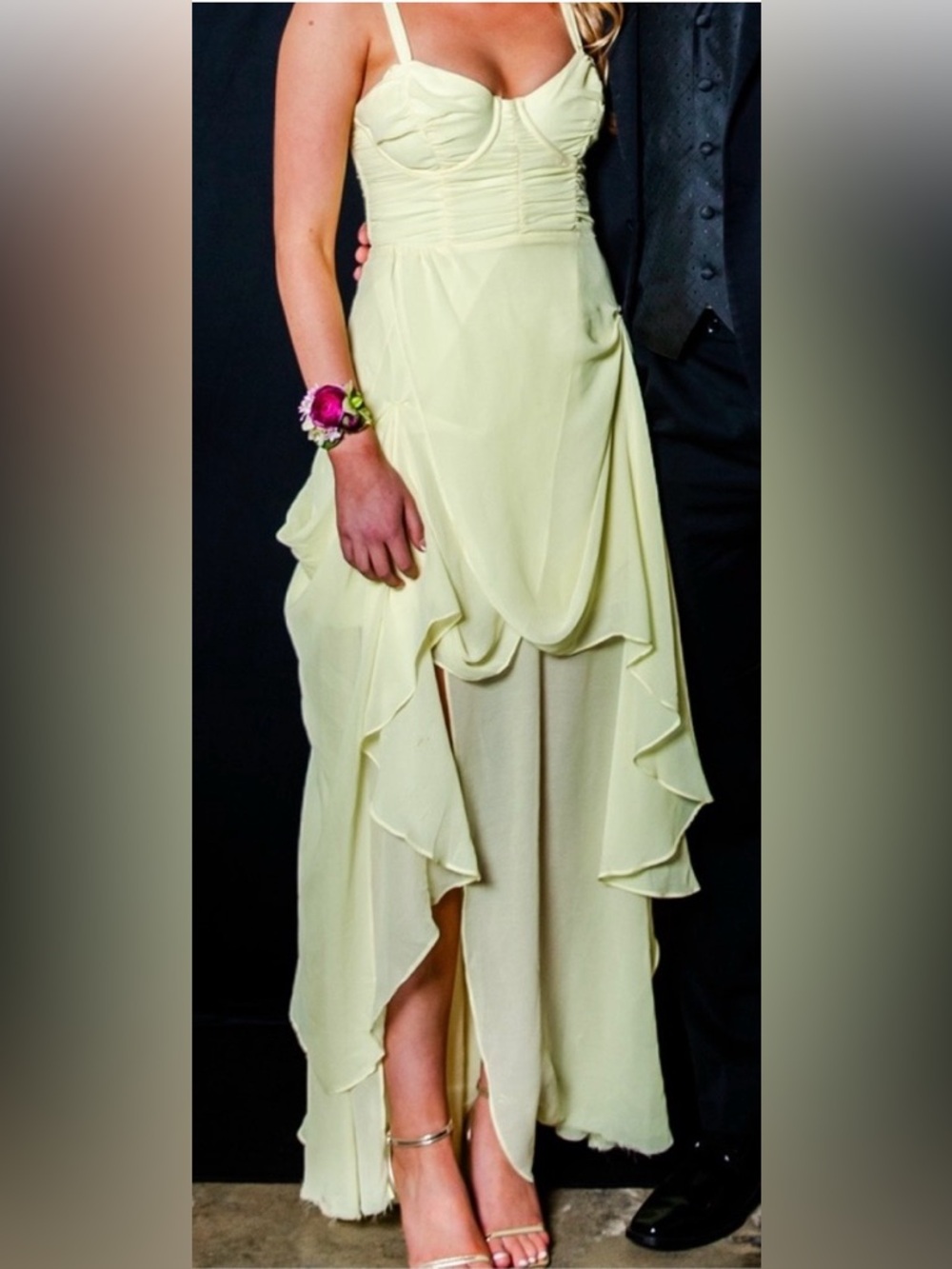 For Love & Lemons June Yellow Maxi Dress, Size M